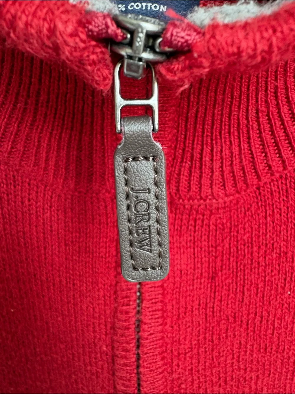 J.Crew Red 100% Cotton Quarter Zip Sweater Men’s XL